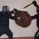 Study participants engaging in realistic sword fighting.